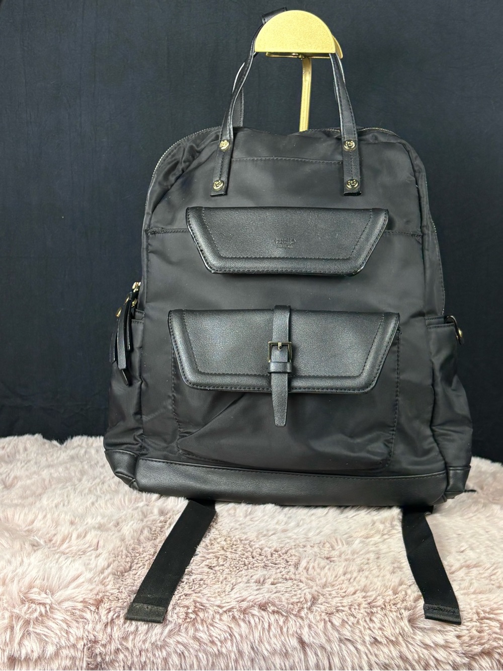 Tutilo New York Tech Storia Black Nylon Laptop Backpack Dual Top Handle Tote Bag